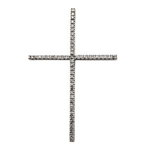 14 Karat White Gold Diamond Cross Pendant #18982